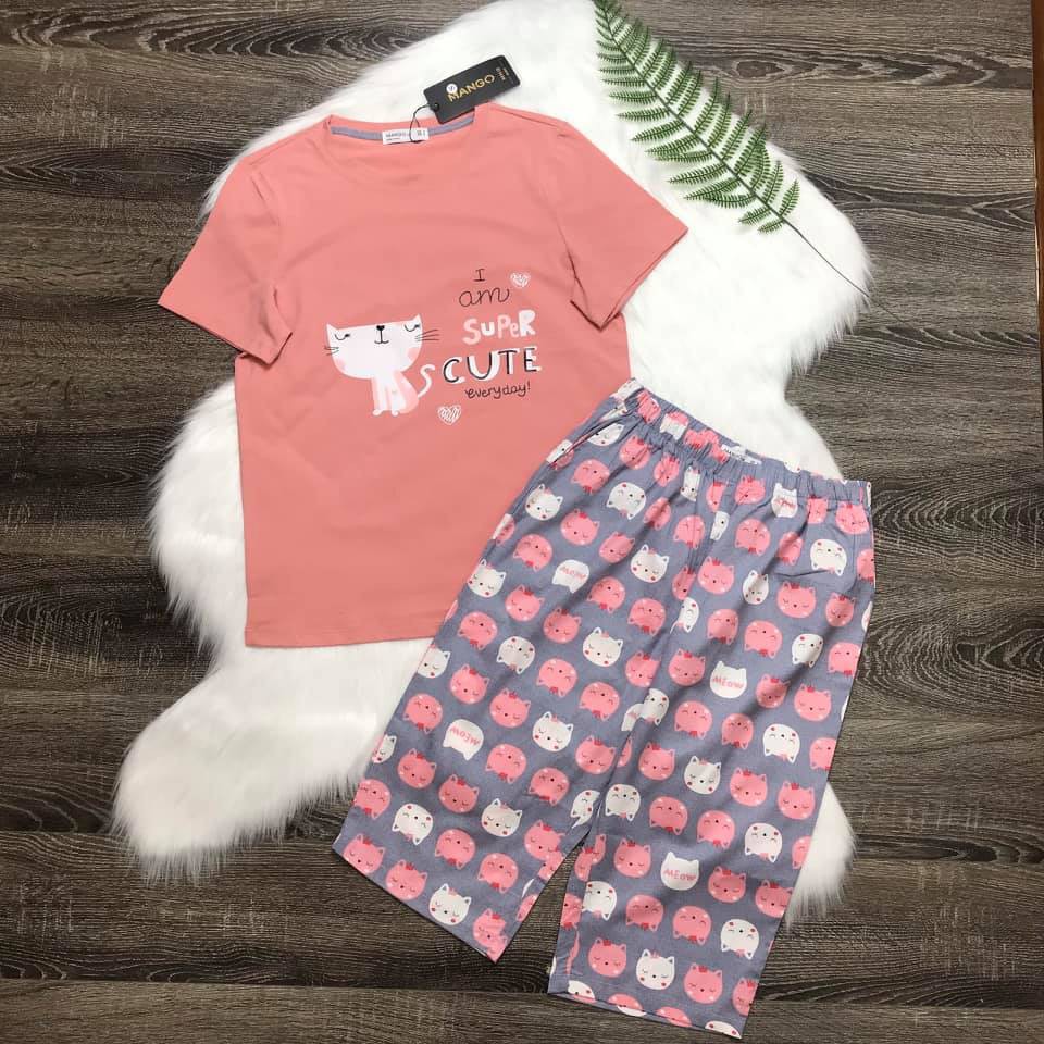 [Trẻ Trung] Bộ Lửng Mặc Nhà Áo Cộc Vải Cotton, Quần Thô Lỡ Cho Mùa Hè Này Chất Cực Mát Full Size | BigBuy360 - bigbuy360.vn