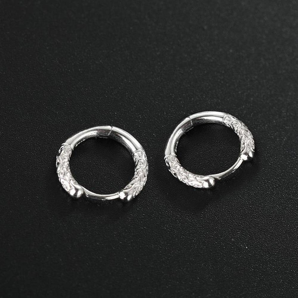 Khuyên Tai Tròn Chạm Khắc Phong Cách Punk Tối Giản Cho Nam Và Nữ