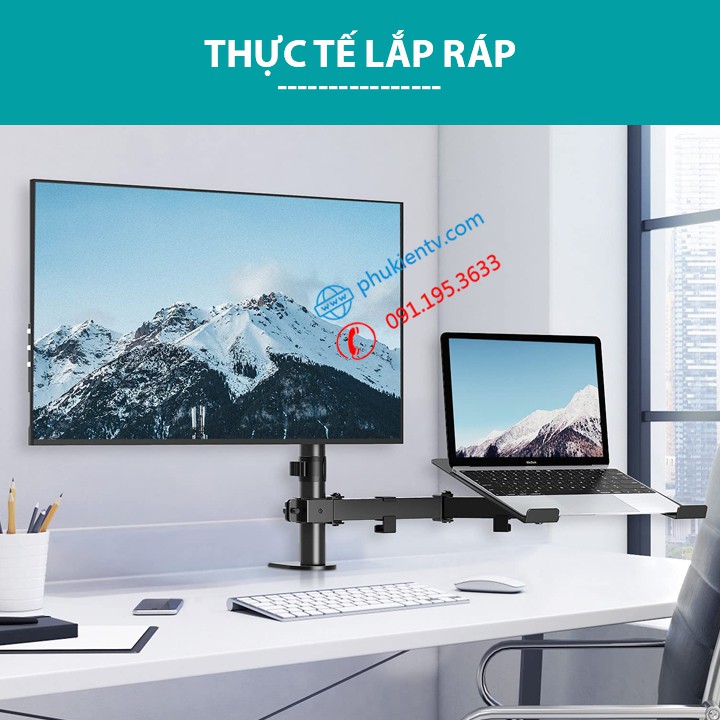 Giá Treo Màn Hình 17 - 32 Inch Kèm Giá Đỡ Laptop 10 - 17 Inch ErgoTek EZ4 - Tay 38 Cm [ Cao Cấp Hơn M074 / M076 ]