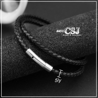 DÂY CHUYỀN ĐEN 5LY DA XỊN KHÓA INOX DN066