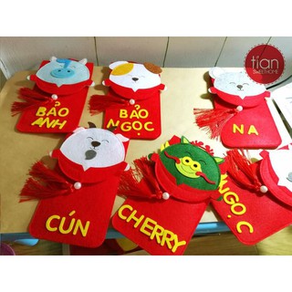 TÚI ĐEO LÌ XÌ 12 CON GIÁP TẾT ( Bảng màu 2021)
