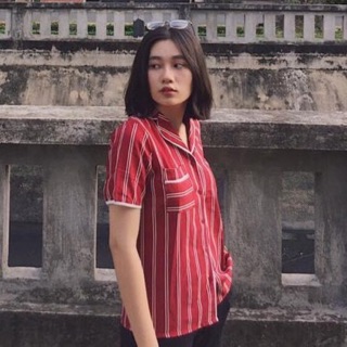 Áo sơ mi sọc cổ vest MH