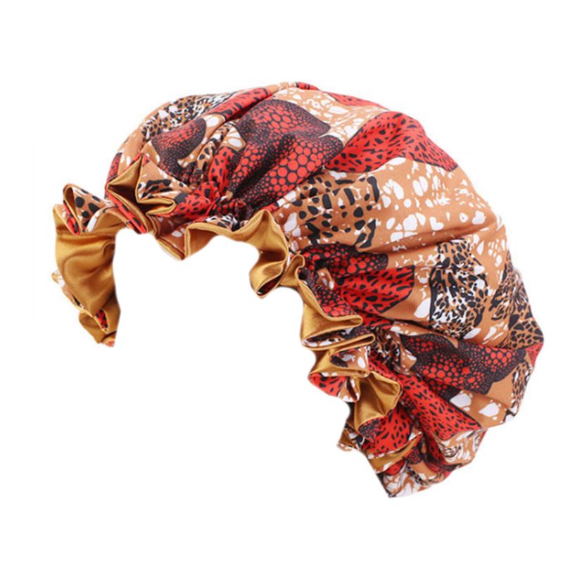 Han Mũ Satin Hai Lớp Siêu Lớn Ankara Bonnets Có Thể Đảo Ngược Viền Gợn Sóng Lớn Co Giãn Khi Ngủ Cho Nữ