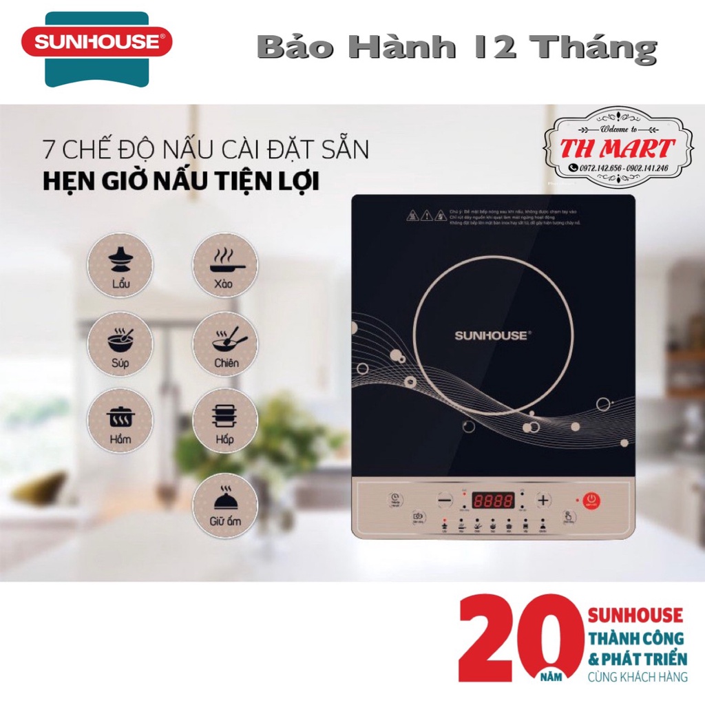 Bếp Từ Sunhouse SHD6149 Phím Bấm Cơ - Tặng Kèm Nổi Lẩu - Hàng Chính Hãng (Bảo Hành 12 Tháng)