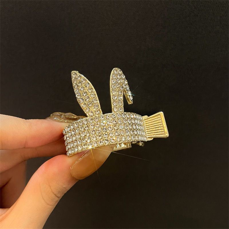 Kẹp Tóc Kim Loại Mạ Vàng / Bạc Hình Tai Thỏ Dễ Thương