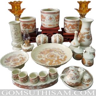 Bộ đồ thờ cúng Gia tiên vàng kim bản đầy đủ