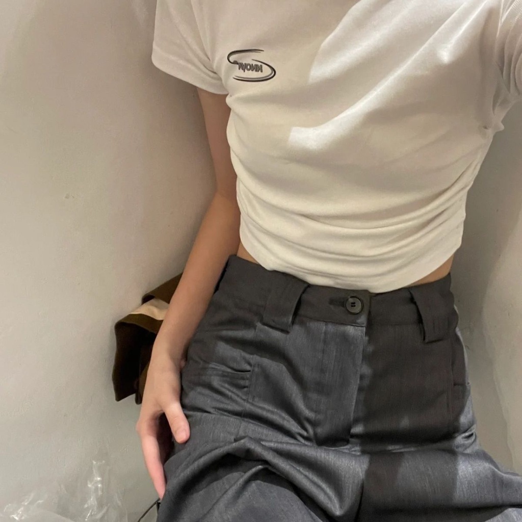 Bán Chạy!F &amp; X Áo Thun Tay Ngắn Hở Rốn Ôm Dáng Màu Trắng Phong Cách Desire Thời Trang Mùa Hè Cho Nữ