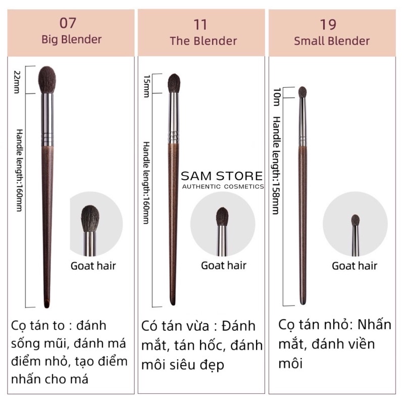 Sét cọ lông tròn đánh má hồng, mắt, môi dùng trong make up chuyên nghiệp và make up cá nhân