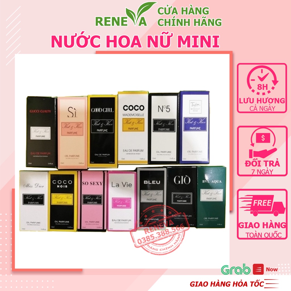 Nước Hoa Nữ Mini 12ml Dạng Lăn, Nước Hoa Mini Thơm Lâu Lưu Hương Trên 8h Giúp Chị Em Tụ Tin Trước Crush RENEVA