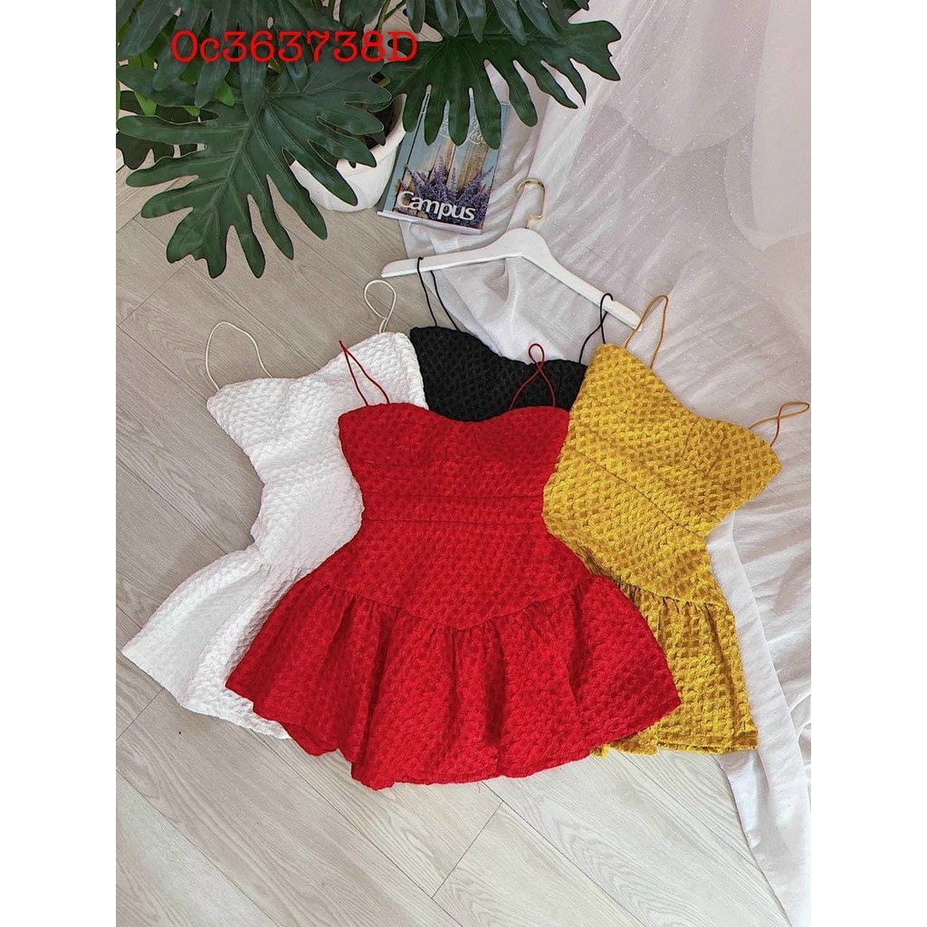 [GA15] Đầm Body 2 Dây Gấm Bo Eo Đuôi Xòe Họa Tiết Hình Khối - Vải Gấm - 4 Màu Trắng, Đen, Đỏ,Vàng - Dành Cho Nàng Đi Dạo | BigBuy360 - bigbuy360.vn