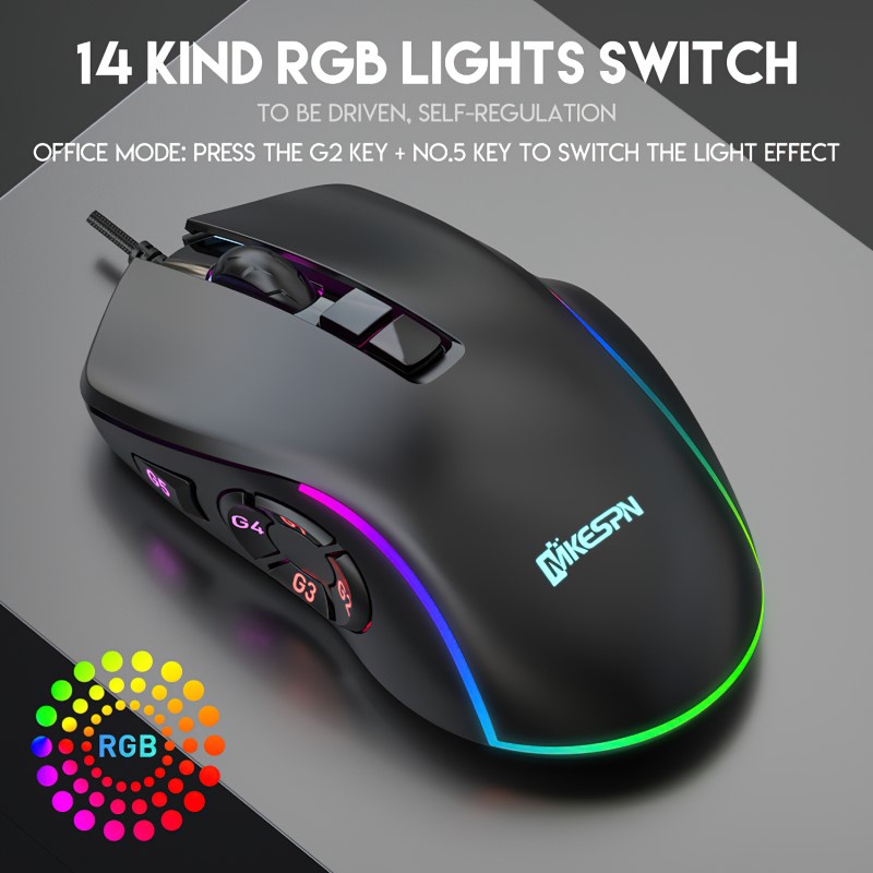 Chuột LED RGB 7200 DPI Gaming Mouse Macro X9