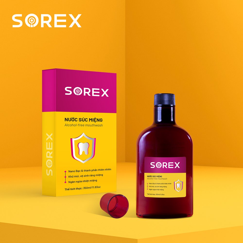 Nước súc miệng nano bạc SOREX, khử mùi hôi miệng, tẩy mảng bám răng, ngừa nhiệt miệng, tạo cảm giác sảng khoái, tự tin
