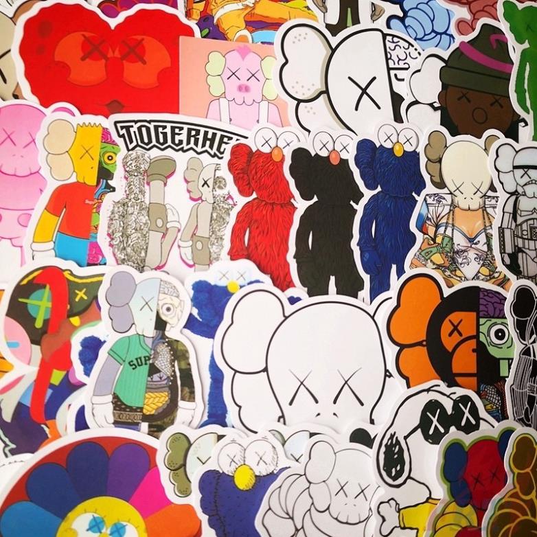 Bộ 100 sticker Kaws dùng để trang trí điện thoại di động/ván trượt/vali không để lại dấu keo - Rinart.vn