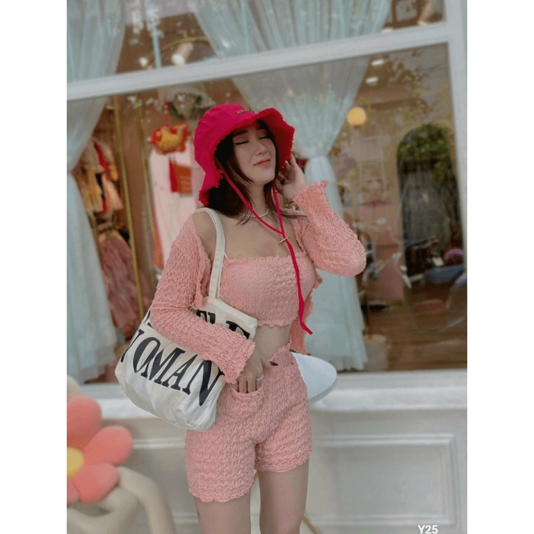 SET ĐỒ NỮ XỐP ( ÁO KHOÁC/ QUẦN ĐÙI/ BARA ), MÀU CỰC NHÃ NHẶN, CỰC XINH, CỰC DỄ CHỊU UP shop valentina