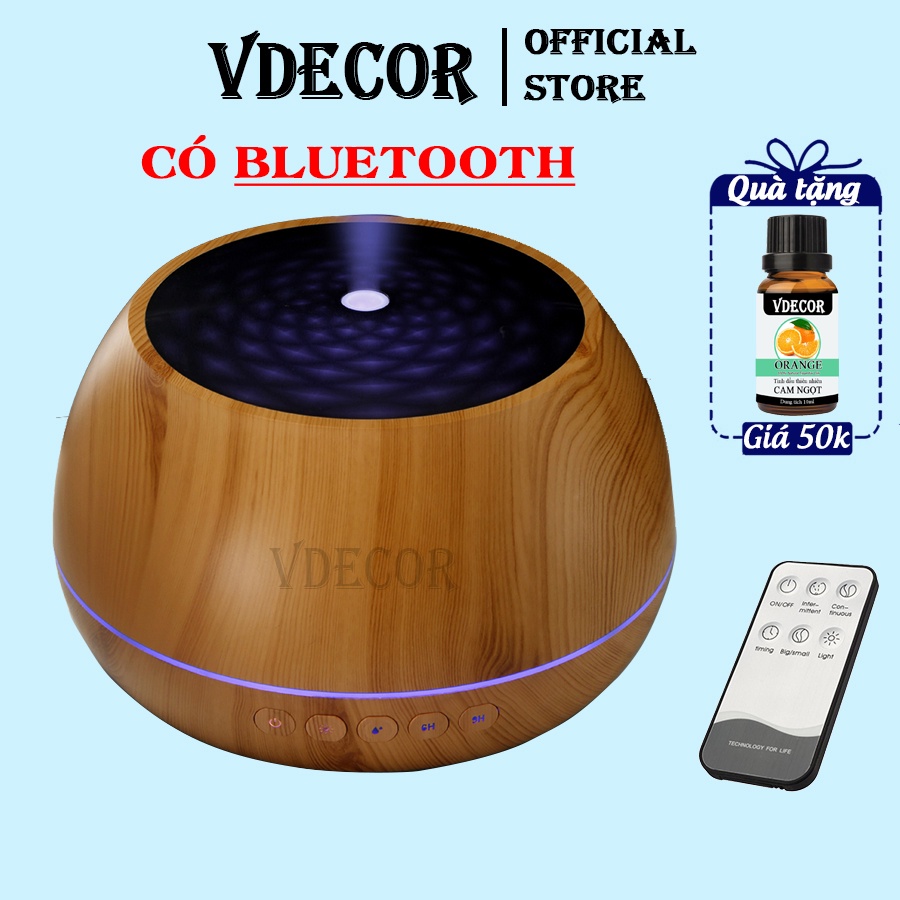 Máy Xông Tinh Dầu VDECOR Có Tích Hợp Loa Bluetooth 1000ml  | Bảo hành 12 tháng 1 đổi 1 trong 14 ngày