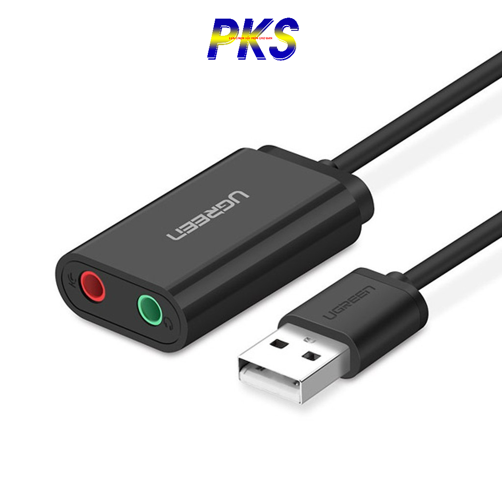 Dây chuyển đổi USB 2.0 sang AV 3.5mm màu đen dài 15CM Ugreen 30724