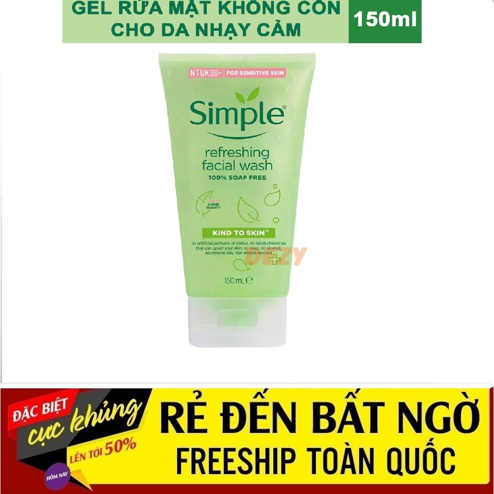 Sữa rửa mặt simple gel 150ml làm sạch da dầu mụn, da khô , da nhạy cảm ⚡️CÓ MÃ FREE SHIP⚡️ | WebRaoVat - webraovat.net.vn