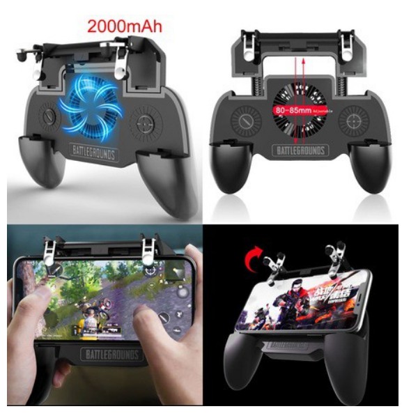 Tay cầm chơi game PUBG mobile có quạt tản nhiệt siêu mát kèm pin dự phòng 2000mAh