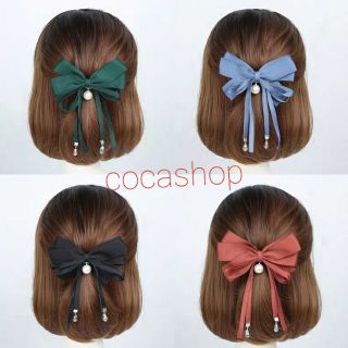 Kẹp tóc nơ rơi dây dài cho tiểu thư vải lụa cao cấp