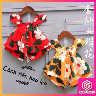 Bộ Lụa Hoa Cánh Tiên Cho Bé Gái