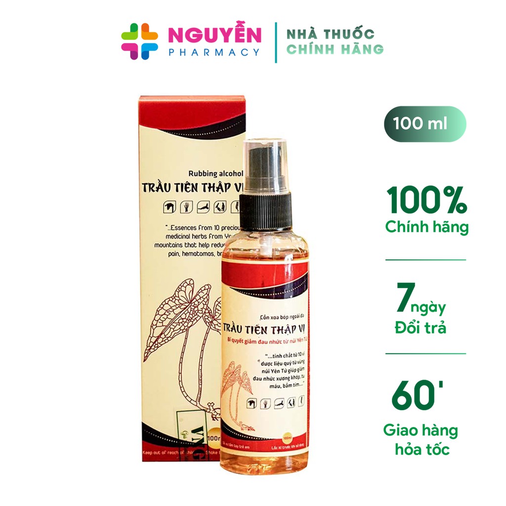 [CHÍNH HÃNG] Cồn Xoa Bóp Trầu Tiên Thập Vị - Hỗ trợ các vấn đề xương khớp, đau vai gáy