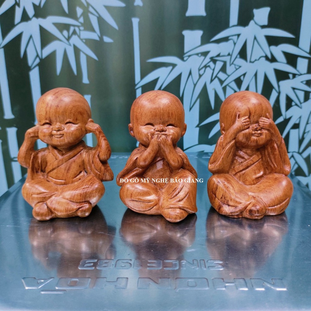 Bộ tượng tam không (không nghe, không nói, không nhìn) gỗ hương