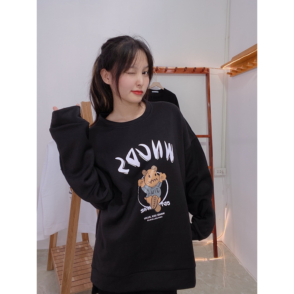 Áo Nỉ Bông Thời Trang UNISEX Họa Tiết Gấu Siêu Ngầu 🐻 / SWEATER FREESIZE 💜 MiQa 💜 #24 | BigBuy360 - bigbuy360.vn