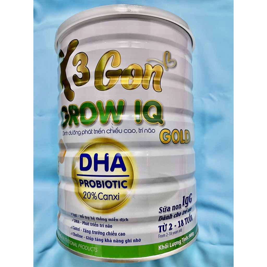 SỮA X3 GON GROW IQ 900G PHÁT TRIỂN CHIỀU CAO VÀ TRÍ NÃO CHO TRẺ TỪ 2 - 18 TUỔI