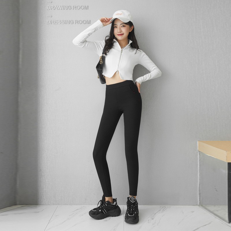 Quần legging lửng LAMODE vải thun cao cấp biker nữ đùi ngố đồ mặc nhà dáng ôm bó lưng thun tập gym yoga bigsize | BigBuy360 - bigbuy360.vn