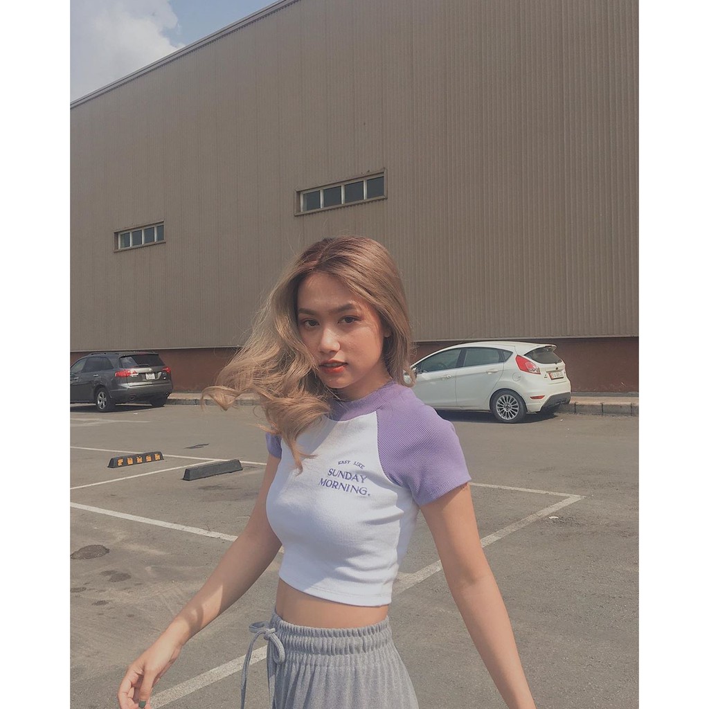 Áo Croptop gân hàng thêu - chất đẹp + ảnh thật