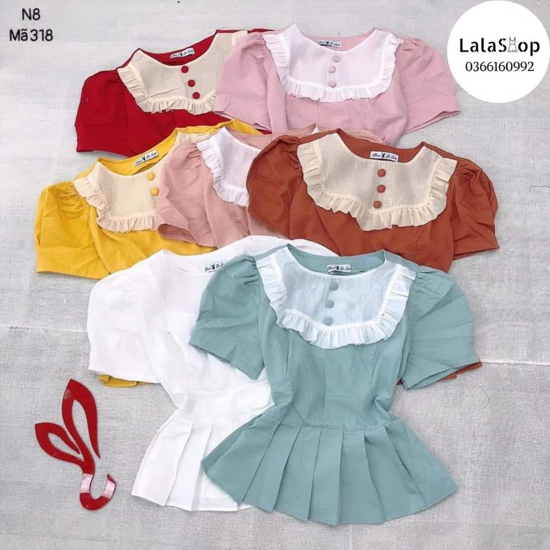 Áo Peplum Xếp Ly Phối Cúc Lala Shop