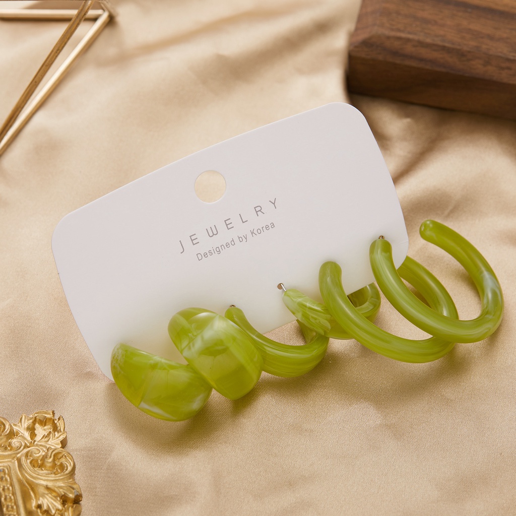 Bộ 6 khuyên tai RINHOO nhựa thời trang thanh lịch dành cho nữ