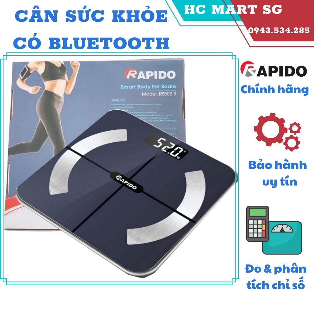 Cân sức khỏe phân tích chỉ số - loại vuông, có Bluetooth RSB02-S, Kiểm Soát Và Lắng Nghe Cơ Thể Bạn