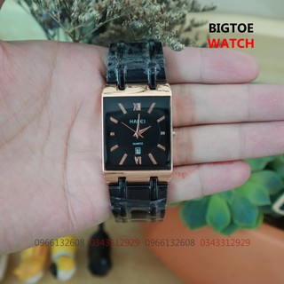 Đồng Hồ Nam HALEI 564M Cao Cấp Mặt Vuông Lịch Lãm + FREE Vòng Phong Thủy - Dây Bạc Mặt Trắng