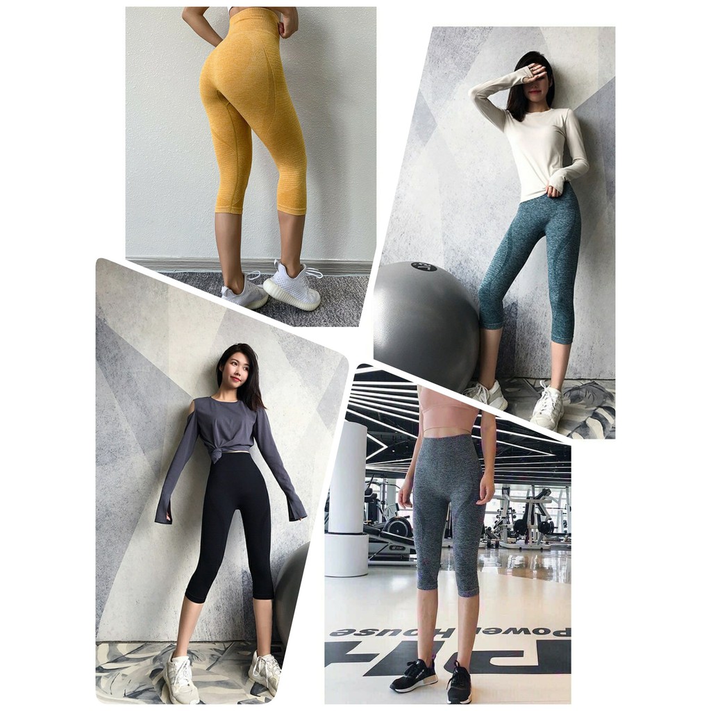 Quần Dệt Kim Legging Lửng Tập Gym - Yoga LE1