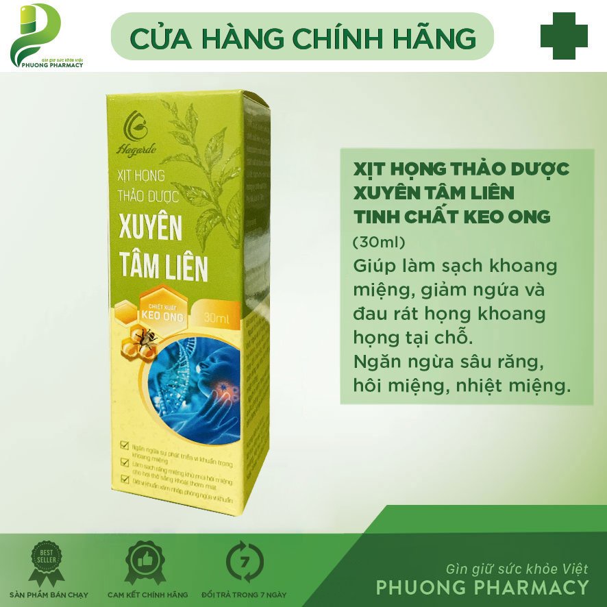 Xịt họng thảo dược Xuyên Tâm liên tinh chất keo ong