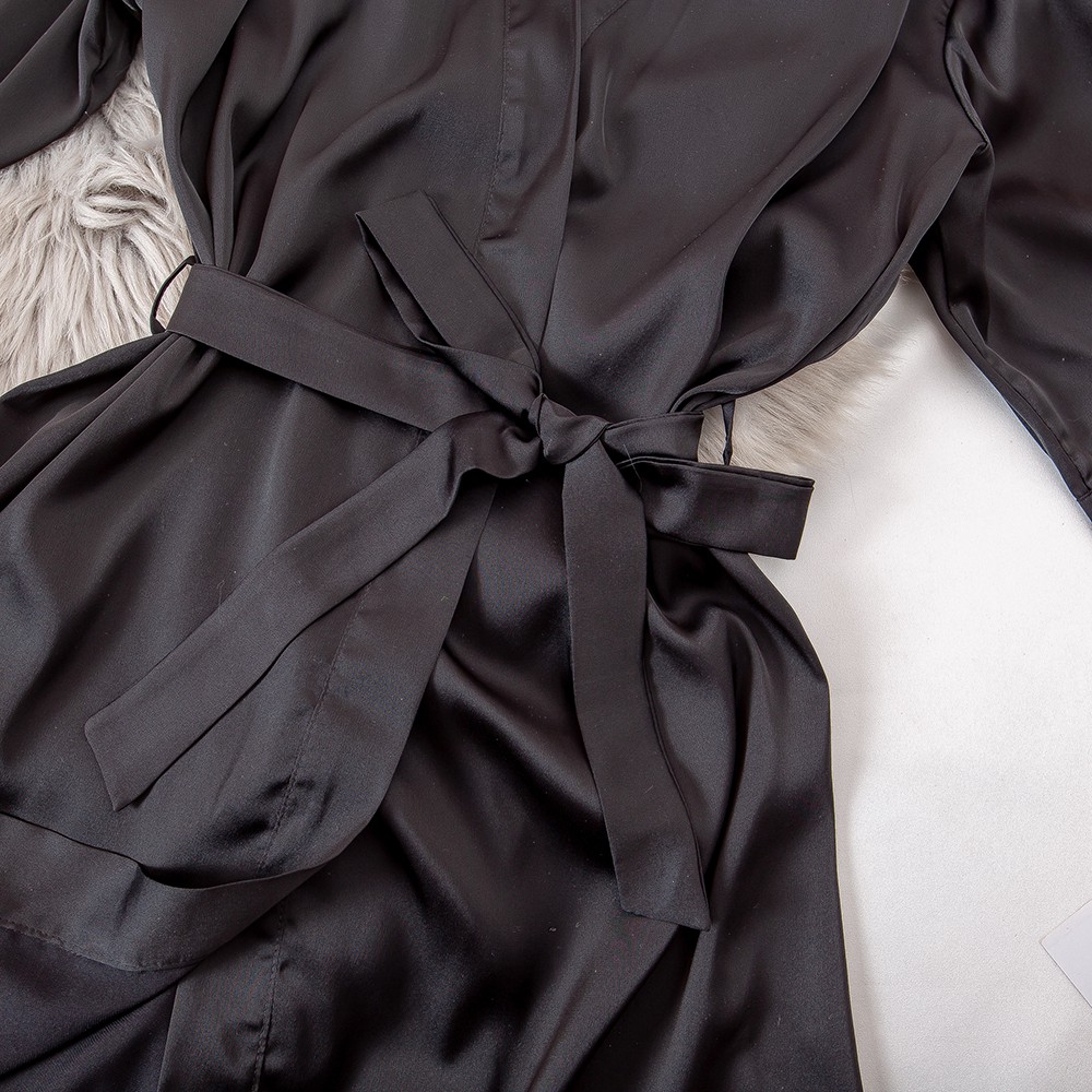 Áo choàng lụa dáng dài tay lửng có dây thắt eo thiết kế Vingo AC11 VNGO | BigBuy360 - bigbuy360.vn