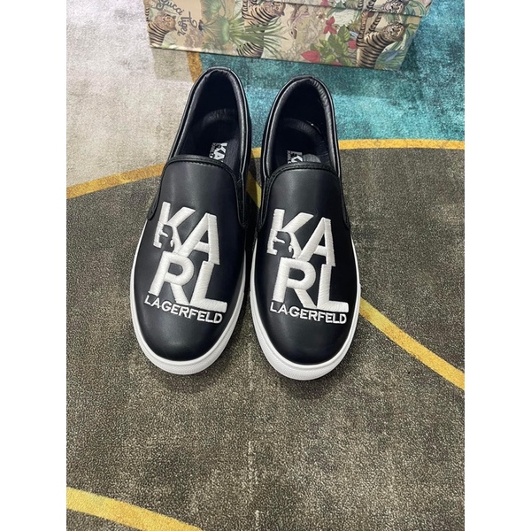 Giầy slipon Karl dân chơi logo thêu chữ ký LA - Giày Karll ông già đeo kính full size 38-42
