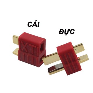 Giắc(Jack) cắm pin Lipo chữ T (T plug) hàng chất lượng rẻ, có vân sọc dùng cho đồ chơi điều khiển, RC, Xe, Flycam, Cano