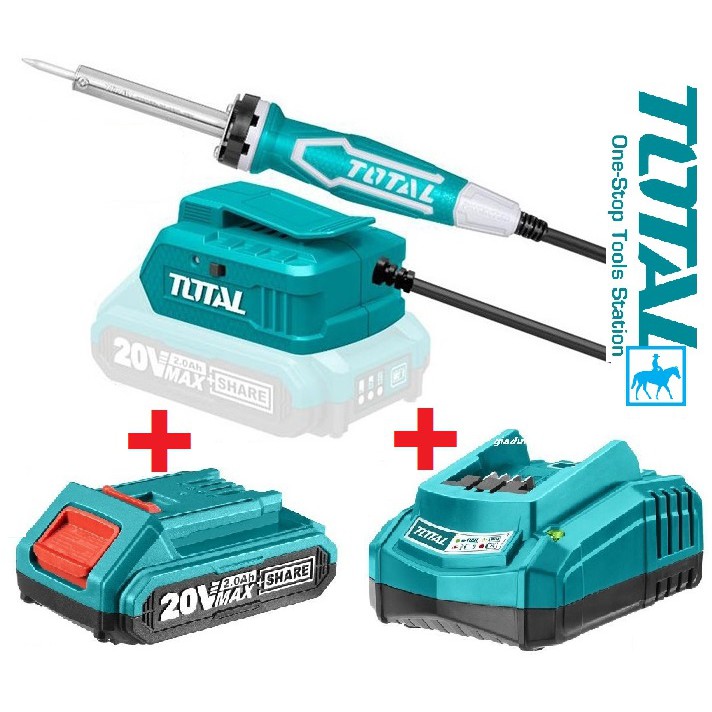 TOTAL Mỏ Hàn Chì 40W Dùng Pin 20V TSILI2001 Có Pin Sạc 20V và Đế Sạc Điện Sài Gòn