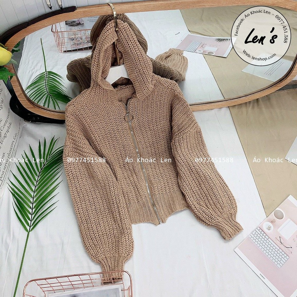 Áo Khoác Len Có Nón Len Dày, Áo Khoác Len Nữ