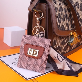 Leather Cosmetic Bag With Cute Owl Shaped Keychain