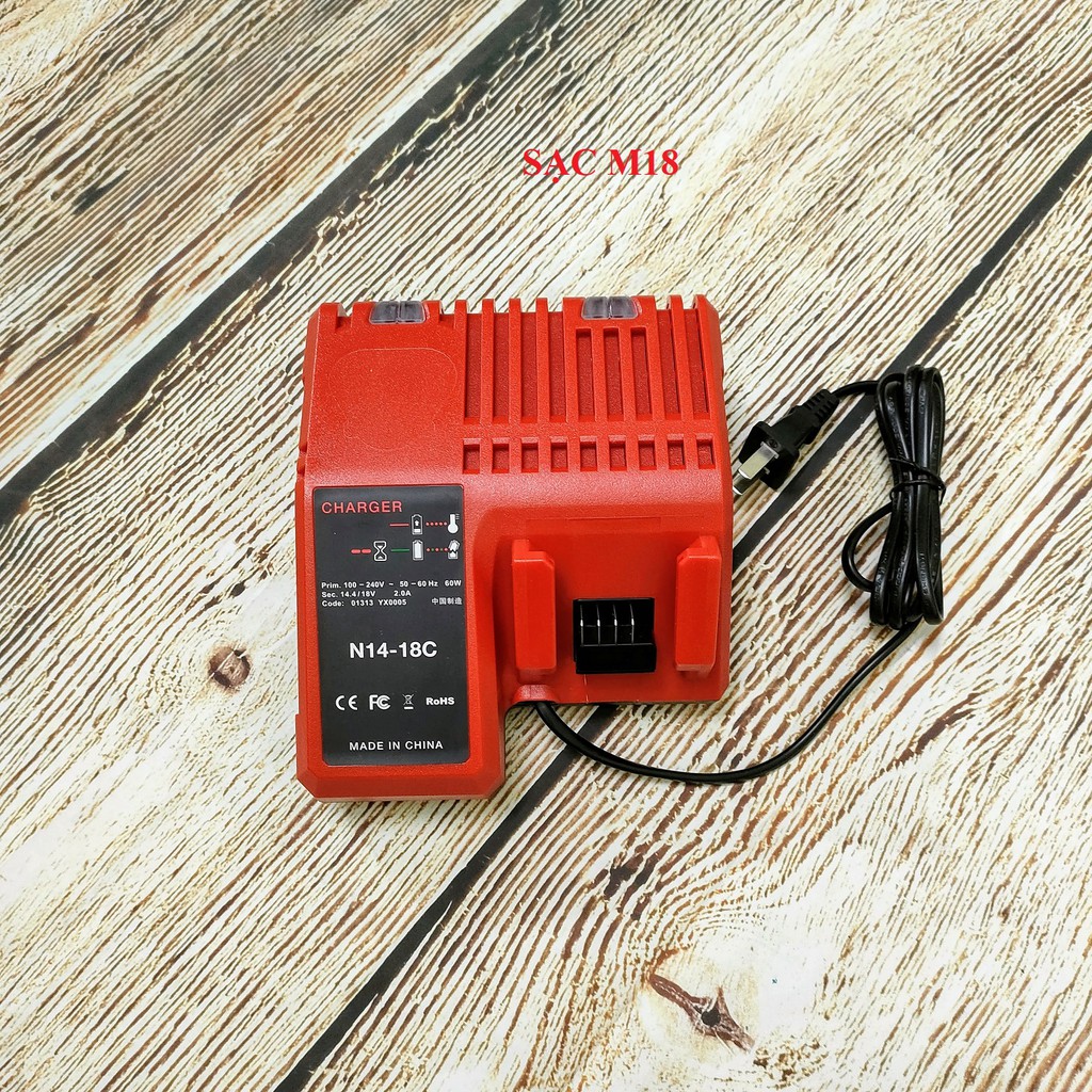 SV Sạc pin thay thế cho Milwaukee M12-18FC 12V-14,4V-18V/ 3A, điện vào 220V