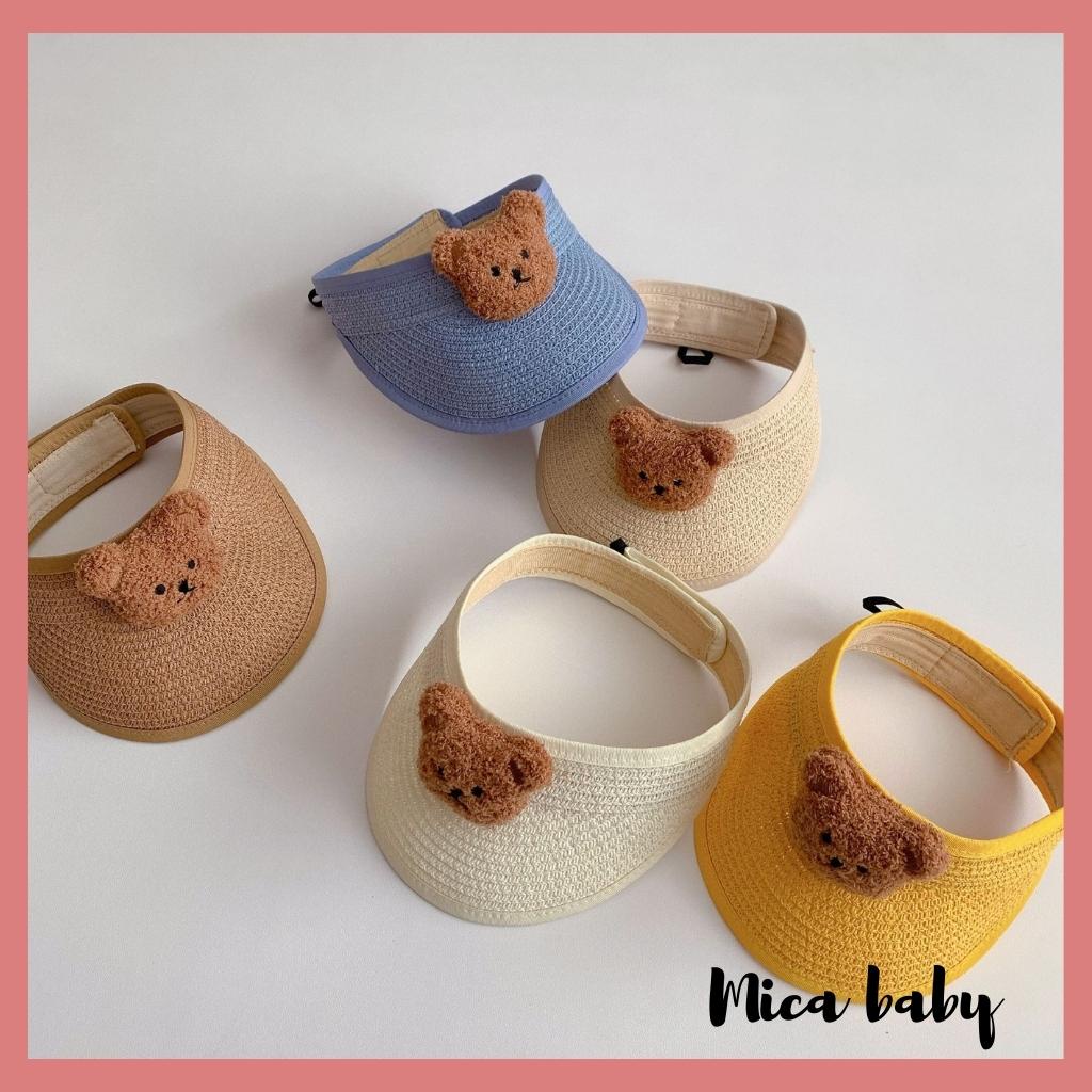 Mũ nón cói nửa đầu đính gấu bông xù đáng yêu cho bé từ 6 tháng-7 tuổi Mica baby MH109
