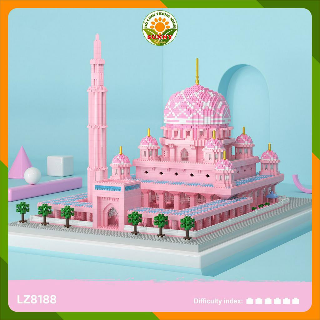 Mô hình lắp ghép 3D Công trình Nhà thờ Hồi giáo Putra - Thánh đường màu hồng - Kích thước: 32x48x29cm - 5930pcs