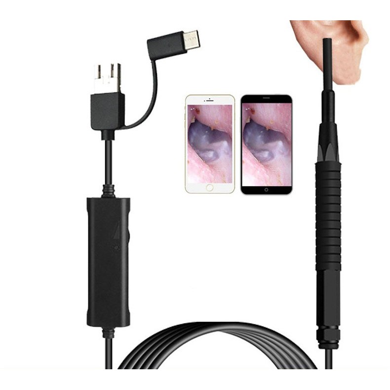 Camera Nội Soi Tai Mũi Họng Dụng Cụ Lấy Ráy Tai Đa Năng 3 Trong 1 HD Đường Kính 3.9mm Dùng Cho PC, Laptop, Android AN103