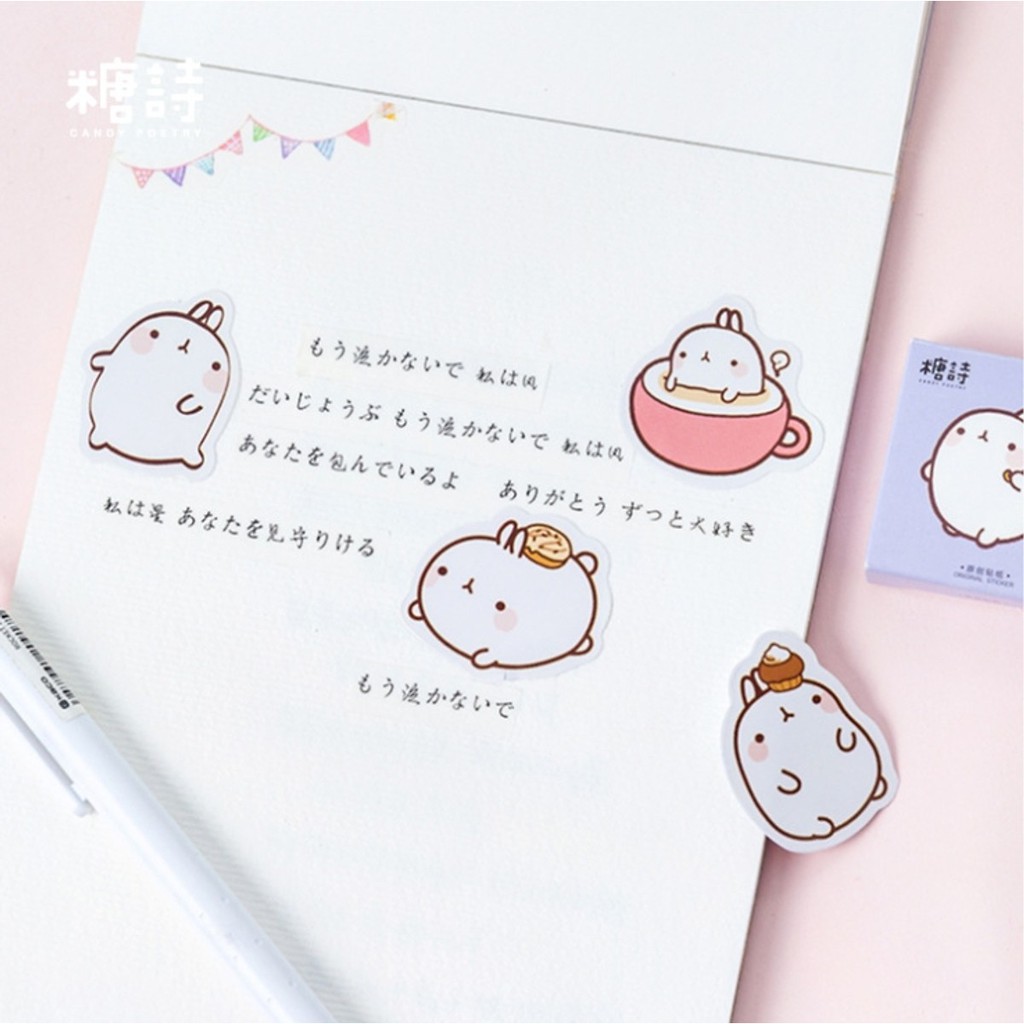 Hộp 45 miếng dán sticker trang trí Molang