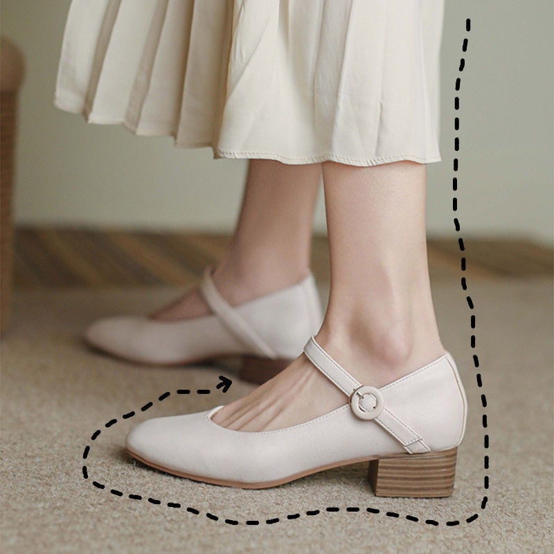 Giày búp bê IELGY mũi vuông phong cách retro thời trang cho nữ