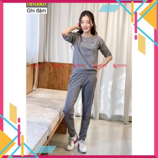 Đồ bộ nữ CARDINA quần dài tay lỡ bộ chun chất cotton cao cấp