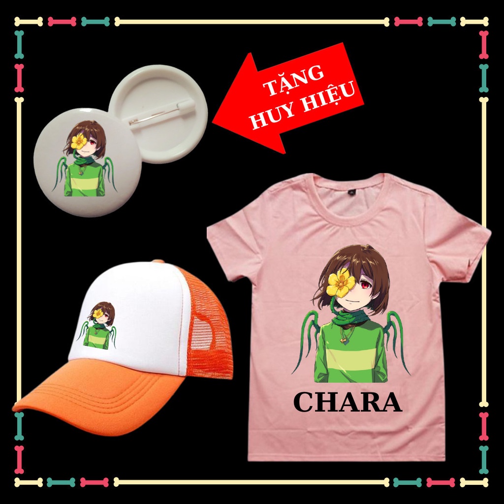 Combo áo mũ lưỡi trai Chara hot Game Sans Undertale cho bé trai bé gái Tặng HUY HIỆU Chara xịn xò cho trẻ em